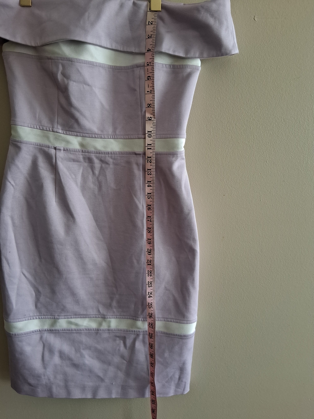 PAULE KA Lilac Strapless Bodycon Dress with White Trim - Picture 9 of 10